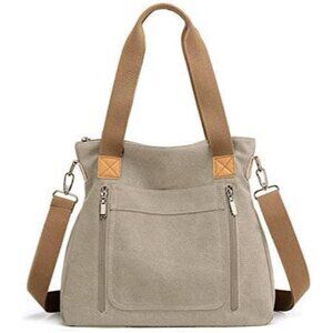 Elegant Multi-Pocket Canvas Tote for Work and Travel - Machine Washable Design